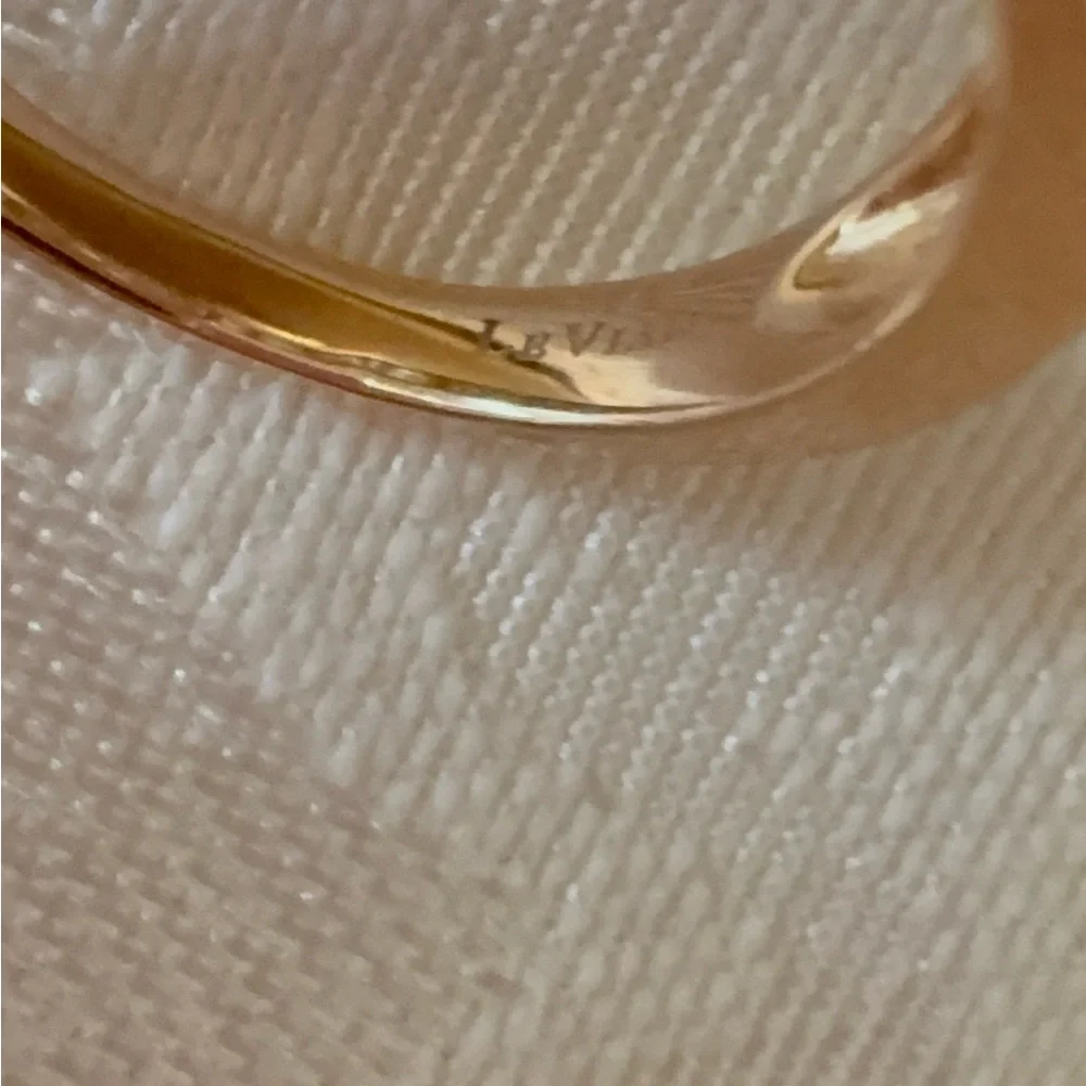 LeVian 14k Strawberry Gold Ring Blue stone surrounded by Diamonds & Baguettes - Picture 10 of 11